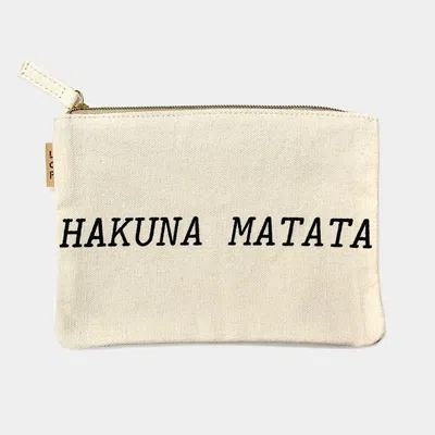 Fashnzfab Hakuna Matata Message Cotton Canvas Eco Pouch Bag In White