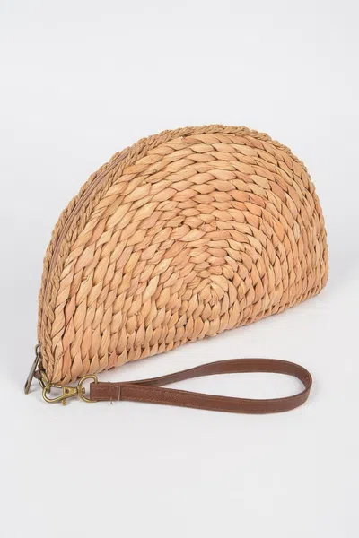 Fashnzfab Half Circle Straw Clutch In Green