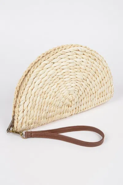 Fashnzfab Half Circle Straw Clutch In Multi