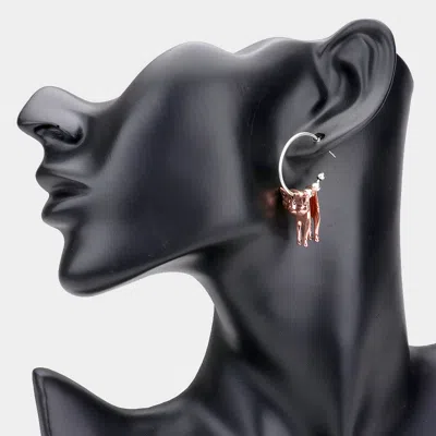 Fashnzfab Half Hoop Metal Cat Dangle Earrings In Black