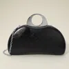 Fashnzfab Half Moon Metallic Clutch Evening Bag / Crossbody Bag In Black