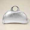 Fashnzfab Half Moon Metallic Clutch Evening Bag / Crossbody Bag In Silver