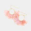 Fashnzfab Half Round Celluloid Acetate Faceted Bead Trimmed Dangle Earrings In Pink