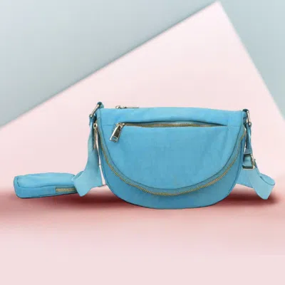 Fashnzfab Half Round Solid Nylon Crossbody Bag In Blue