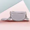 Fashnzfab Half Round Solid Nylon Crossbody Bag In Purple