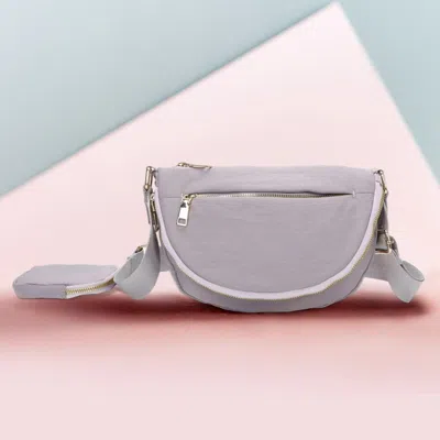 Fashnzfab Half Round Solid Nylon Crossbody Bag In Purple