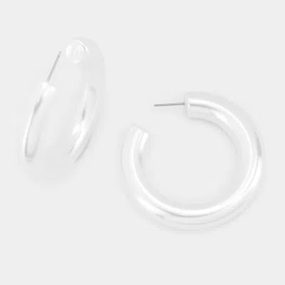 Fashnzfab Half Thick Pearl Hoop Earrings In Metallic