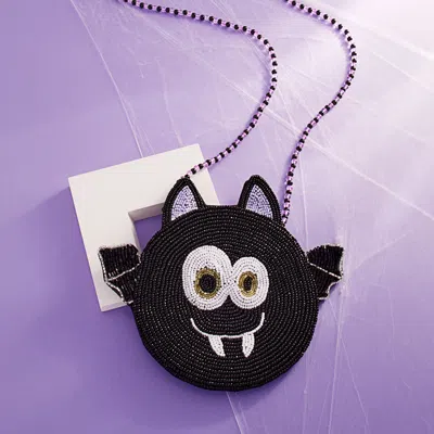 Fashnzfab Halloween Bat Beaded Mini Crossbody Bag In Black