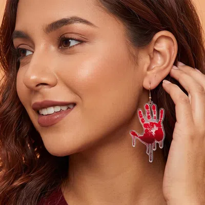 Fashnzfab Halloween Bloody Handprint Charm Drop Dangle Earrings In Metallic
