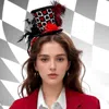 Fashnzfab Halloween Card Suit Print Flower Feather Mini Top Hat Headband In Multi