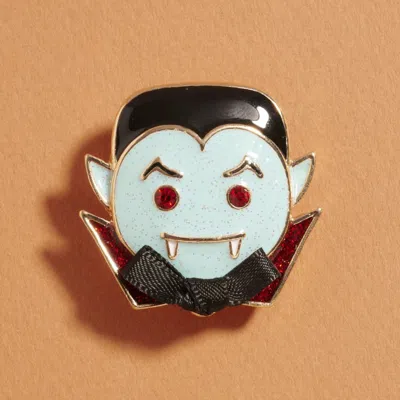 Fashnzfab Halloween Dracula Face Pin Brooch In Black