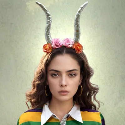 Fashnzfab Halloween Floral Horned Crown Headband In Multi