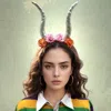 Fashnzfab Halloween Floral Horned Crown Headband In Multi