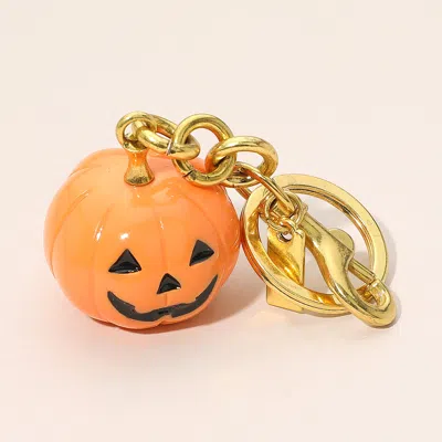 Fashnzfab Halloween Pumpkin Jack O Lantern Keychain / Bag Charm In Orange