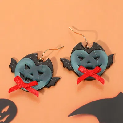 Fashnzfab Halloween Resin Pumpkin Dracula Bat Drop Dangle Earrings In Multi