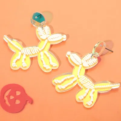 Fashnzfab Halloween Skeleton Balloon Dog Dangle Earrings In Multi