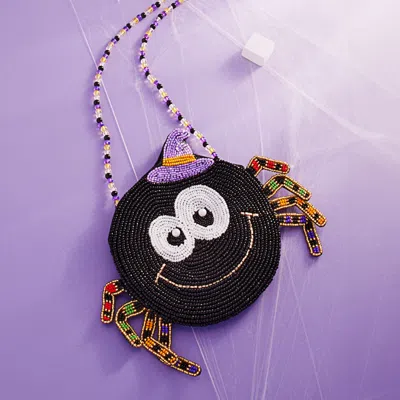 Fashnzfab Halloween Spider Beaded Mini Crossbody Bag In Black