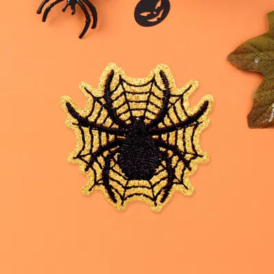 Fashnzfab Halloween Spider Iron On Patch 1.8" X 1.8" In Orange