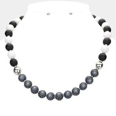 Fashnzfab Halloween Spider Web Accented Wood Beaded Necklace In Pattern
