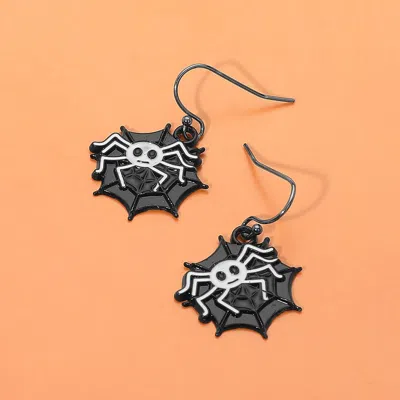 Fashnzfab Halloween Spider Web Dangle Earrings In Black