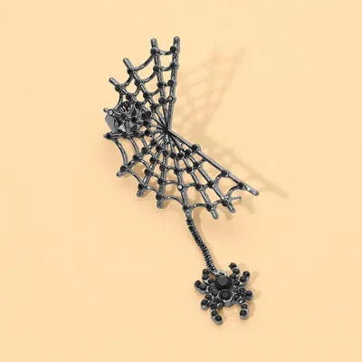Fashnzfab Halloween Spider Web Ear Cuff Earrings In Black