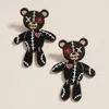 Fashnzfab Halloween Stitched Teddy Bear Earrings In Black