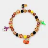 Fashnzfab Halloween Theme Charms Faceted Beads Stretch Bracelet Gold, Multi In Multi