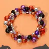 Fashnzfab Halloween Themed Color Beaded Stretch Bracelet Purple, Silver In Multi