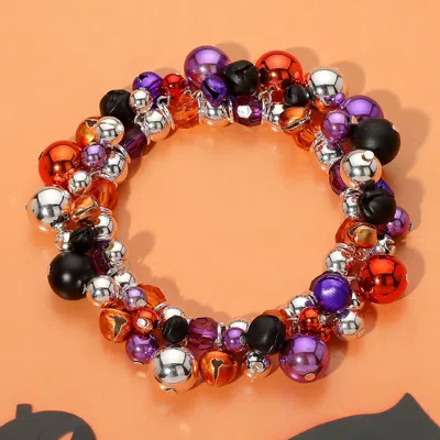 Fashnzfab Halloween Themed Color Beaded Stretch Bracelet Purple, Silver In Multi
