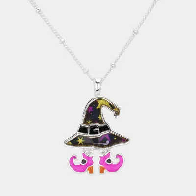 Fashnzfab Halloween Witch Hat Boots Pendant Necklace In Metallic