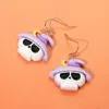 Fashnzfab Halloween Witch Hat Skull Dangle Earrings In Silver