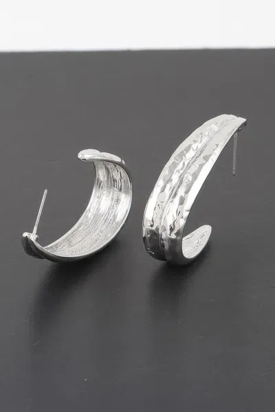 Fashnzfab Hammered Abstract Leaf Earrings In Brown