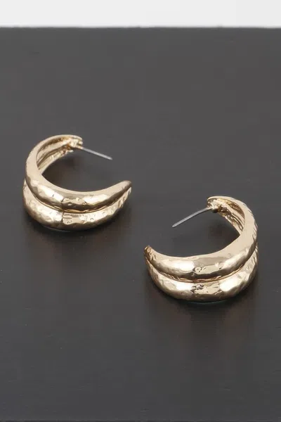 Fashnzfab Hammered Abstract Leaf Earrings In Gold
