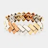 Fashnzfab Hammered Bar Stretch Bracelet Copper Burnished, Gold Burnished, Silver Burnished In Multi