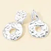 Fashnzfab Hammered Chunky Ring Link Dangle Clip On Earrings In Metallic