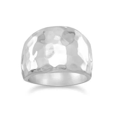 Fashnzfab Hammered Cigar Band Ring In Metallic