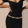 Fashnzfab Hammered Circle Link Metal Belt In Gold