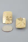 Fashnzfab Hammered Cubic Frame Stud Earrings In Gold