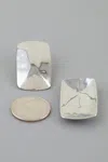 Fashnzfab Hammered Cubic Frame Stud Earrings In Silver