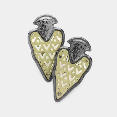 Fashnzfab Hammered Cutout Metal Stud Earrings - Gold, Hematite In Gray