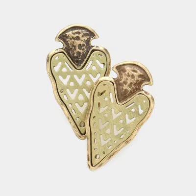 Fashnzfab Hammered Cutout Metal Stud Earrings In Gold