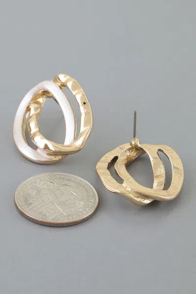 Fashnzfab Hammered Double Oo Earrings In Gold