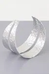 Fashnzfab Hammered Double Wrap Cuff Bracelet In Silver