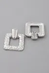 Fashnzfab Hammered Frame Cut Earrings In Red