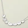 Fashnzfab Hammered Geometric Metal Link Double Layered Chain Necklace In Silver