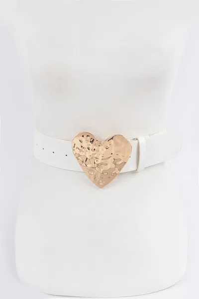 Fashnzfab Hammered Heart Shape Buckle Belt In Gray