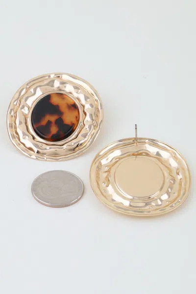 Fashnzfab Hammered Marble Disc Earrings In Red
