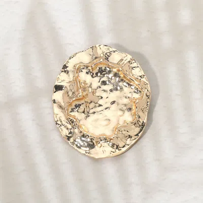 Fashnzfab Hammered Metal Abstract Pin Brooch In Brown