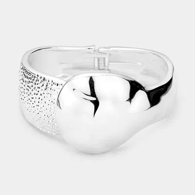Fashnzfab Hammered Metal Bangle Bracelet Silver