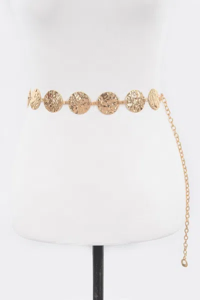Fashnzfab Hammered Metal Chain Belt In Brown
